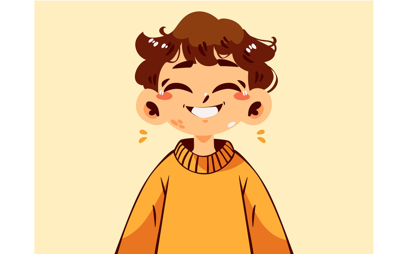 Cartoon Boy with Big Smile Illustration
