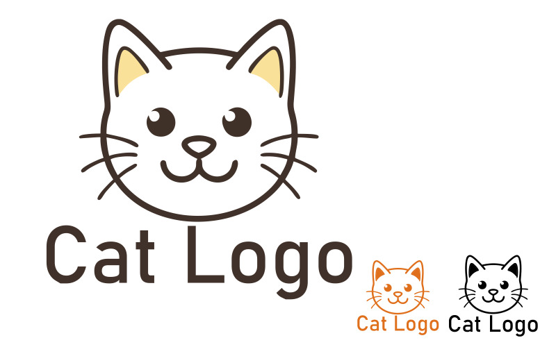 Cute Cat face logo Template using in pet shop Logo Template