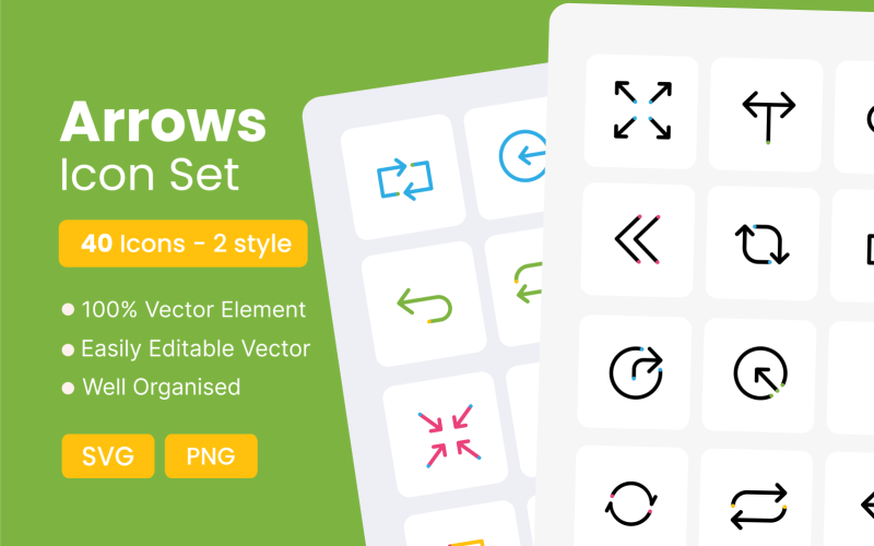 Flat Line Arrows Icon Pack Icon Set