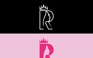 Letter R and Woman Face With Crown