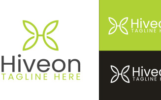 Minimal Abstract H Letter Logo with Leaf Shapes