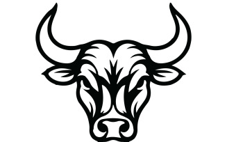 Minimalist logo design featuring bull face