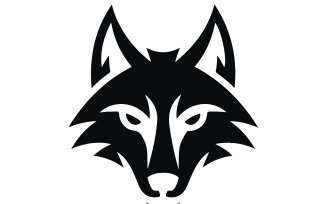 Minimalist logo design featuring wolf face