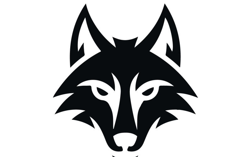 Minimalist logo design featuring wolf face Illustration