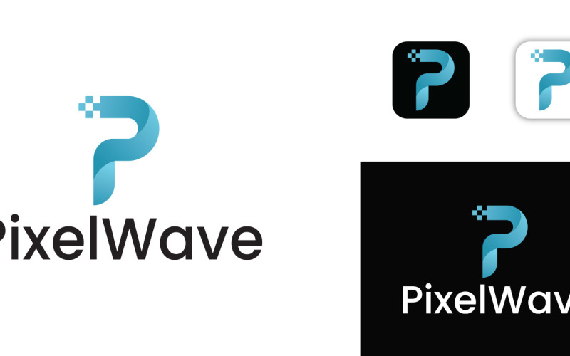 Modern Digital P Letter tech Logo Design Logo Template