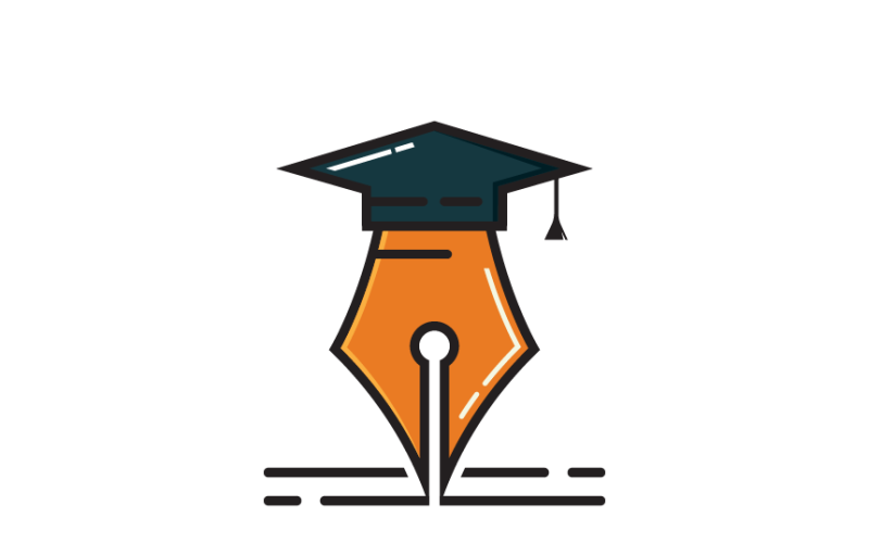Pen Nib with Graduation Cap Logo Template