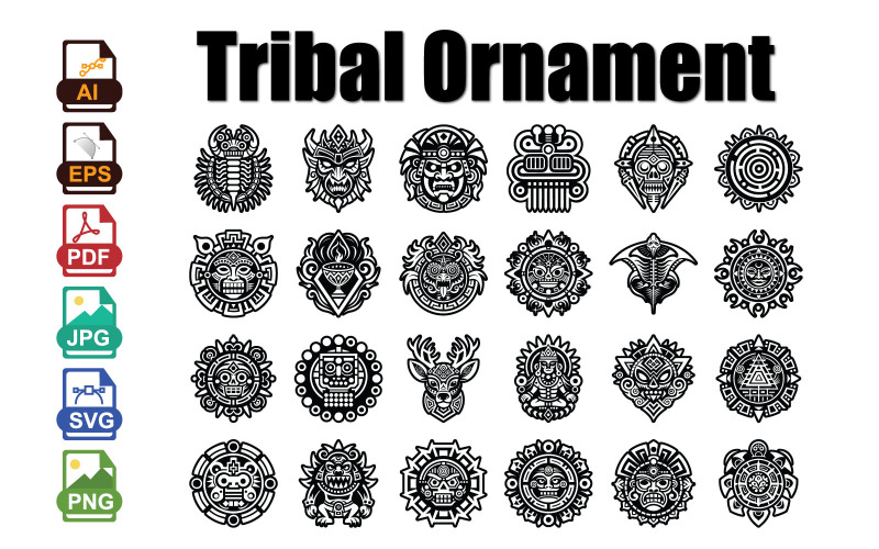 Traditional and Modern Tribal Ornament Icon Set