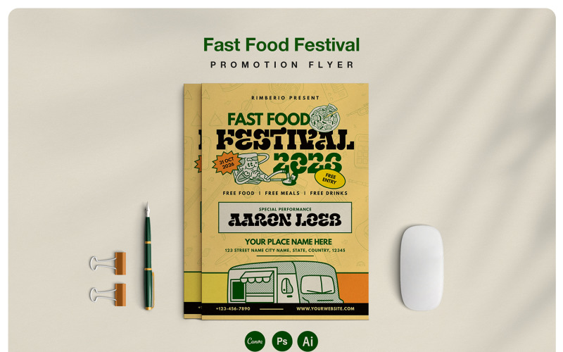 Food Festival Event Promotion Flyer Corporate Identity