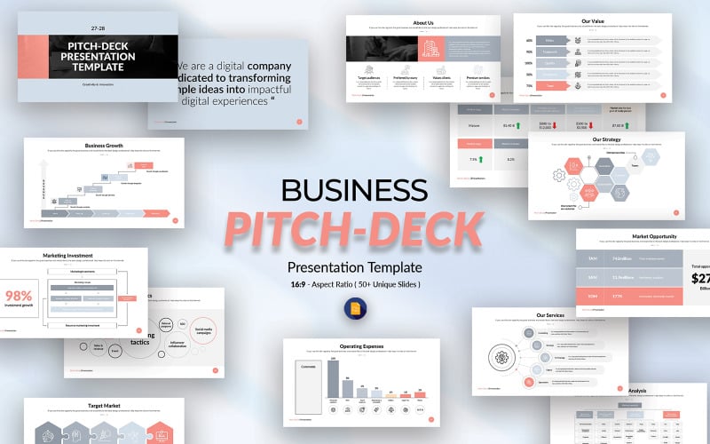Minimal Pitch Deck Presentation Template Google Slide