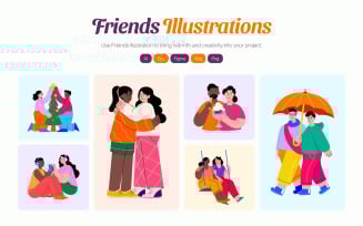 Modern Friends Illustration Art