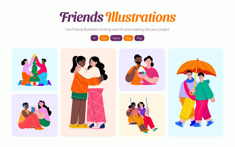 Modern Friends Illustration Art Vector Graphic