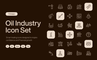 Modern Oil Industry Icon Set