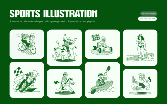 Sports Illustration Art Set