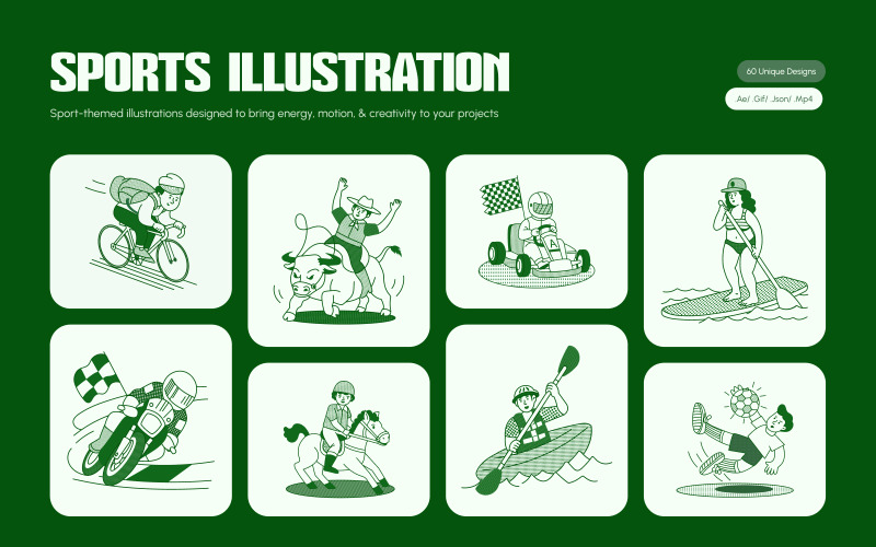 Sports Illustration Art Set Vector Graphic