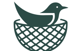 A minimalist logo design featuring bird nest