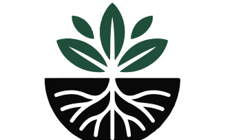 A minimalist logo design featuring plants