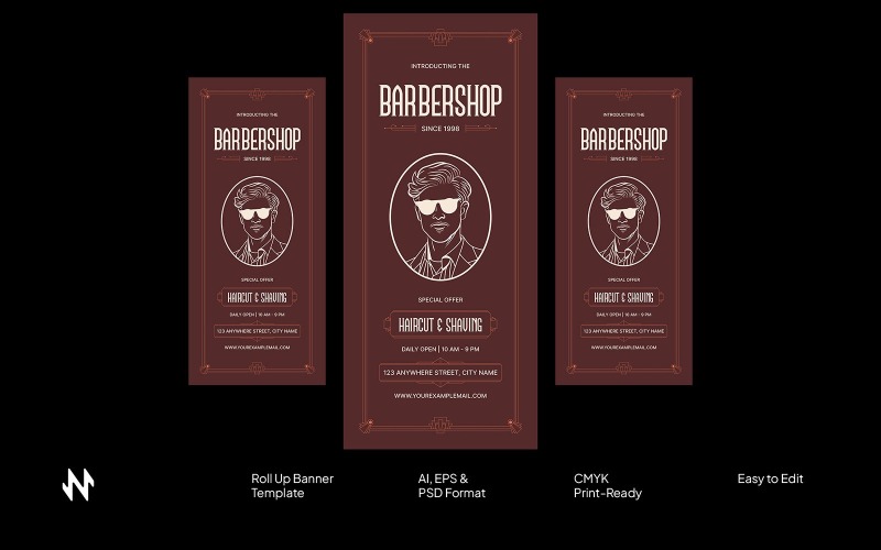Brown Vintage Barbershop Banner Corporate Identity