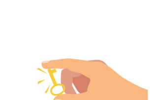 Hand Holding Golden Key Business Concept Vector Illustration