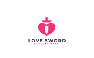 Love Sword Logo Template Design