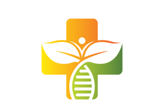 Medical and DNA Helix with Leaf Logo