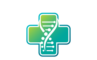 Medical Cross And DNA Helix Logo
