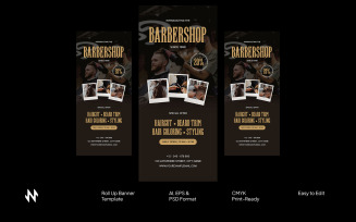 Modern Barbershop Roll-Up Banner