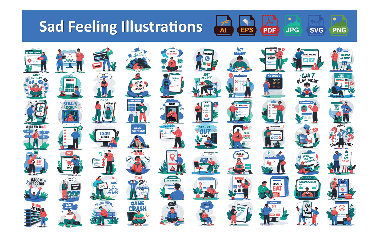 Sad Feeling Illustrations – Emotional & Melancholic