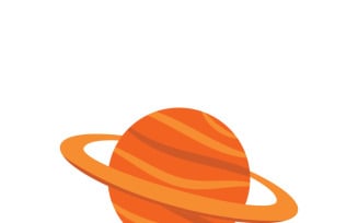 Saturn Planet with Ring and Stars Icon Graphic