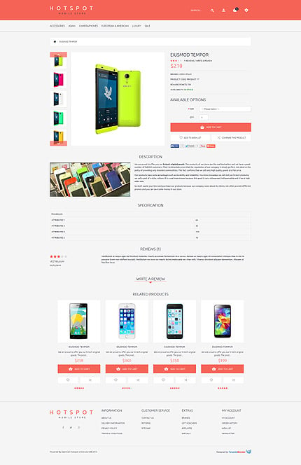 Kit Graphique #54714 Hotspot Mobile Opencart Template - OpenCart Product Page