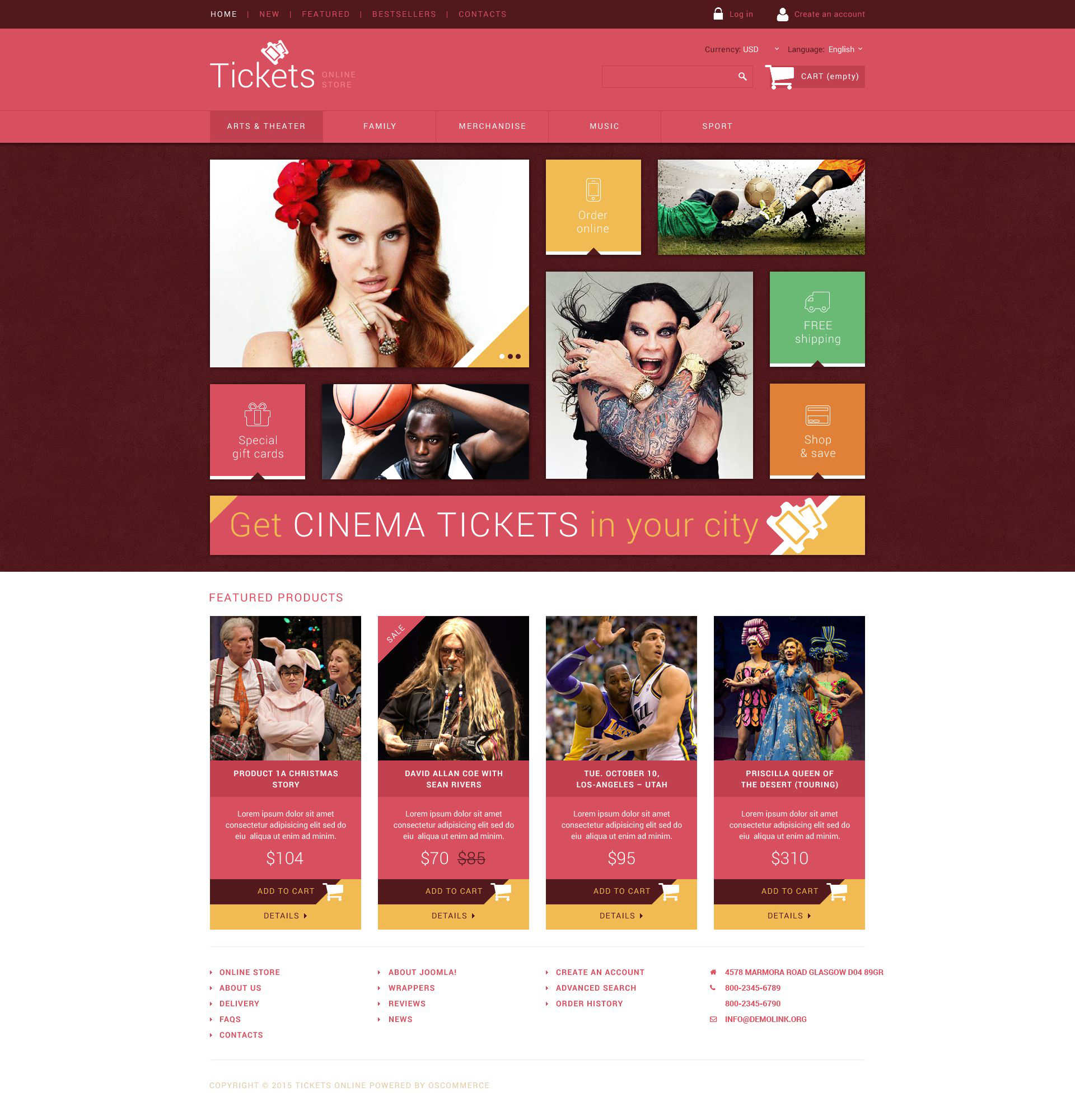 Modèle OsCommerce pour site de vente de billets #54779 - screenshot