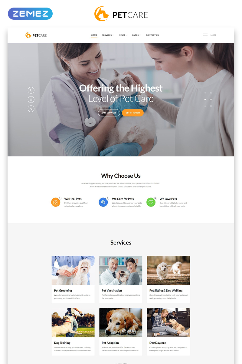 Pet Care - Vet Pet Care Clean HTML Website Template