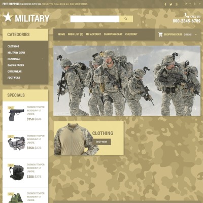 Military Responsive OpenCart šablona