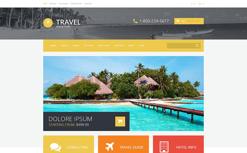Travel Agency Responsive OpenCart Template #54745