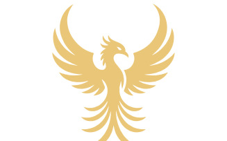 A logo design featuring a golden phoenix