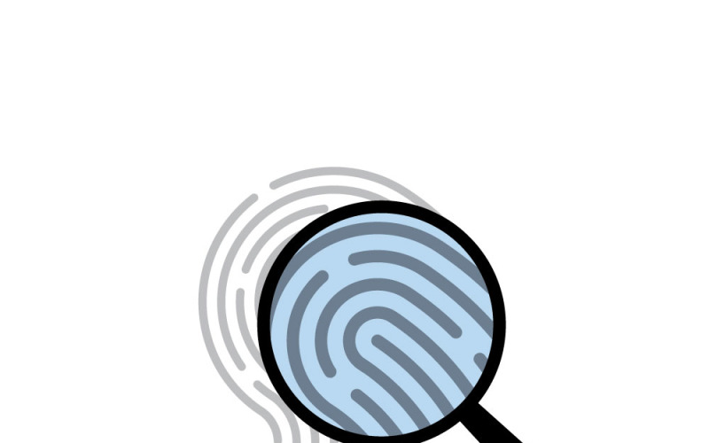 Digital Identity Verification Concept with Fingerprint Magnifying Glass Vector Graphic
