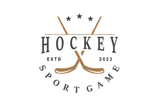Hockey Logo Design Sports Game Template V10