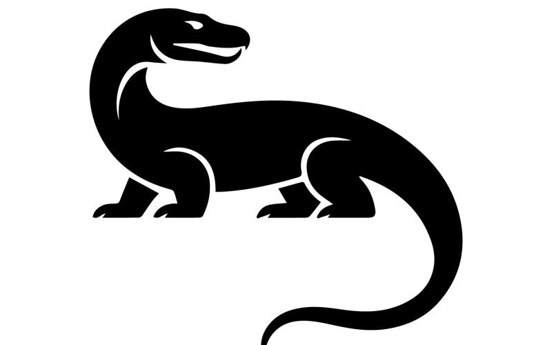 Logo silhouette of a Komodo dragon Illustration