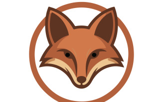 A flat illustration of a stylized fox head