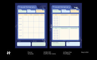 Blue Travel Itinerary Planner Template