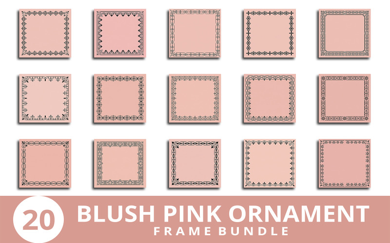 Blush Pink Ornament Frame Bundle with Elegant Decorative Borders Background