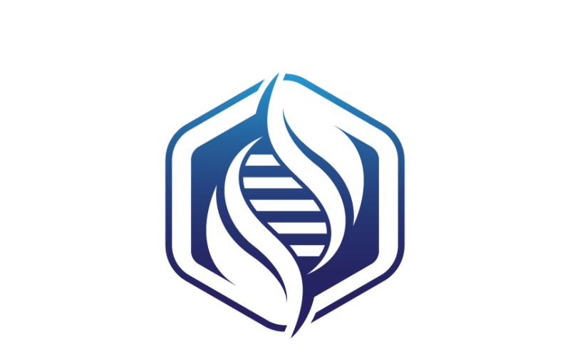 DNA and Leaf with Hexagon Logo Template