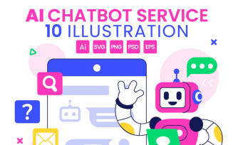 10 AI Chatbot Service Illustration