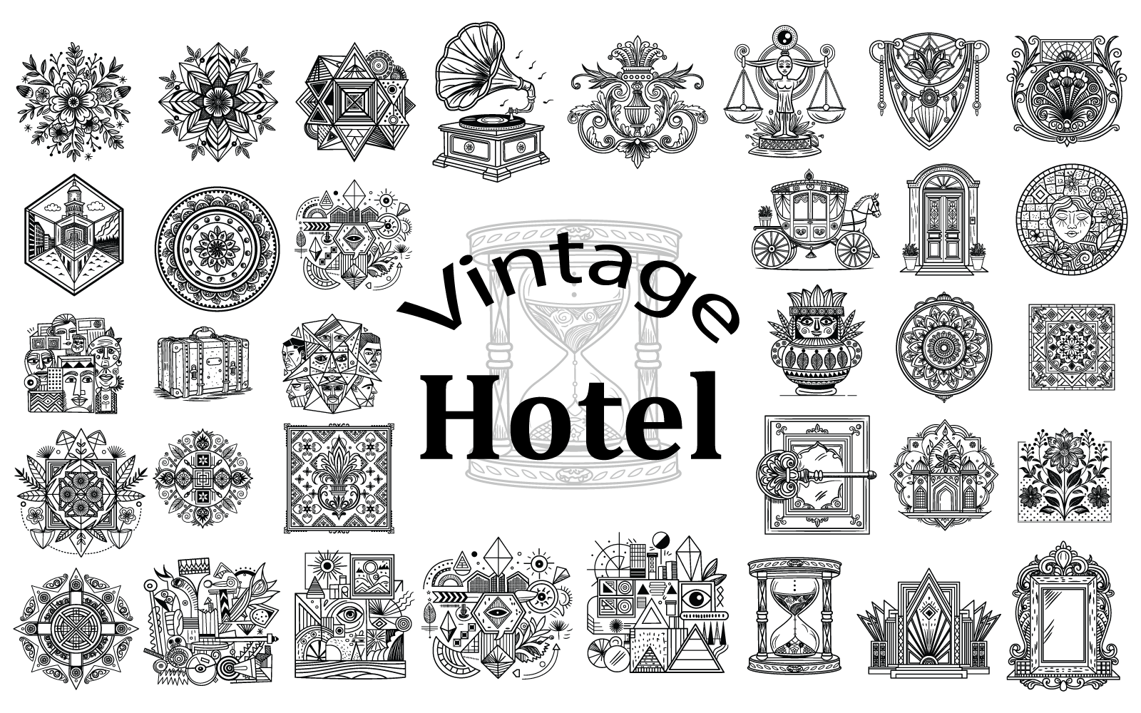 Icono de hotel vintage | Símbolo retro de hostelería | Vector clásico de viajes y alojamiento