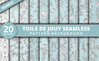 Seamless Toile De Jouy Floral Pattern Bundle for Digital Paper, Fabric, and Background Design
