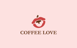 CoffeeLove – Romantic Coffee Logo Design with Kiss Symbol