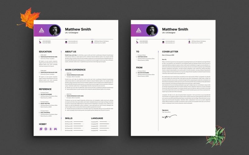 Modern CV Resume and Cover Letter Template Professional Minimalist Design for Job Applications Resume Template