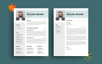 Modern Resume CV Template with Cover Letter Professional & Editable Design