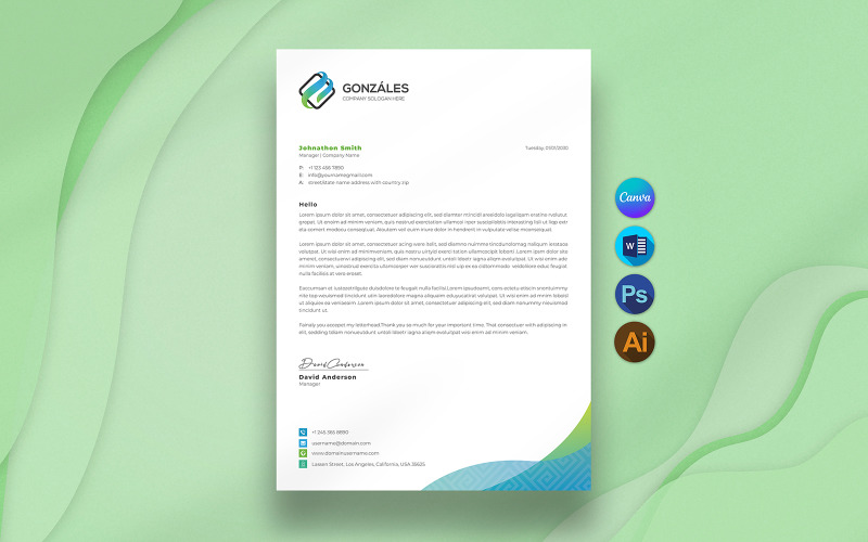 Business Letterhead Template Editable | Company Letterhead Design for Canva Corporate Identity