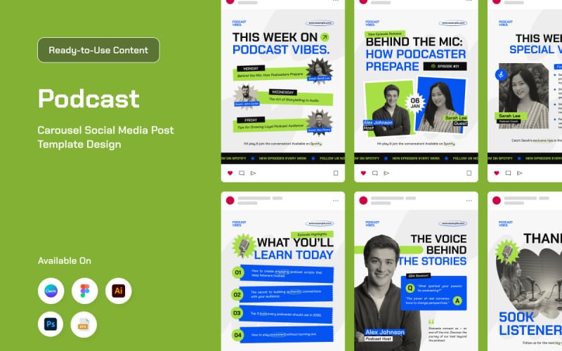 Creative Podcast Social Carousel Social Media