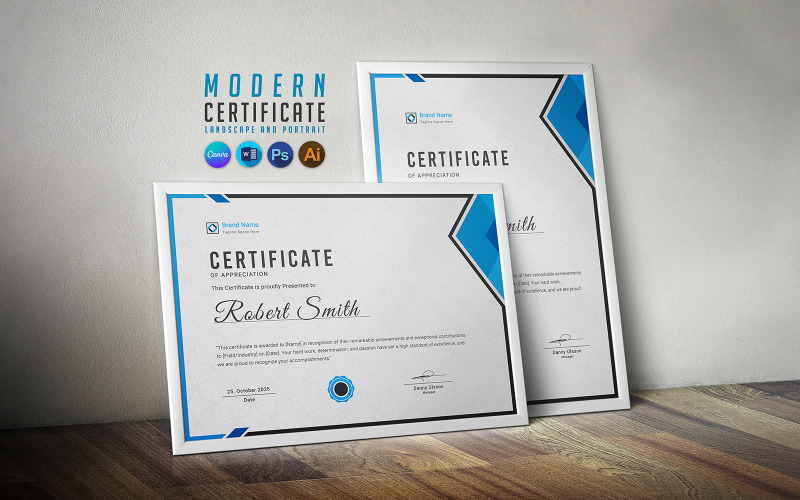 Editable Award Certificate Design in Word and Canva | Printable Professional Certificate Certificate Template